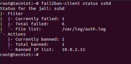 Проверить статус Fail2ban SSH