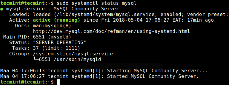 Проверка состояния сервера MySQL
